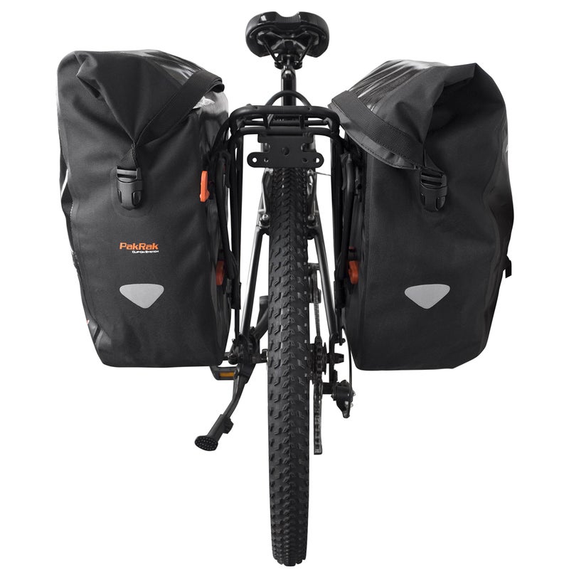 Ibera Panniers Bike Bags 30L (Pair) - Waterproof & with Quick Release/Clip-On System - Bike Saddle Bags For Rear Rack with Rain Cover & 19.8 lbs Capacity - Saddle Bag Bicycle Fits Most Racks (Black) - Image 3